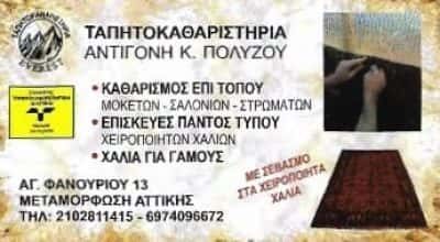 ΠΟΛΥΖΟΥ ΑΝΤΙΓΟΝΗ – ΤΑΠΗΤΟΚΑΘΑΡΙΣΤΗΡΙΟ – ΑΧΑΡΝΕΣ ΑΤΤΙΚΗΣ