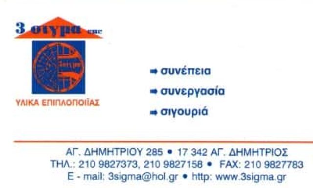 3 ΣΙΓΜΑ ΕΕ – ΣΠΗΛΙΩΤΟΠΟΥΛΟΣ ΒΑΣΙΛΗΣ – ΕΙΔΗ ΕΠΙΠΛΟΠΟΙΙΑΣ – ΑΓΙΟΣ ΔΗΜΗΤΡΙΟΣ ΑΤΤΙΚΗ
