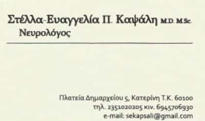 ΚΑΨΑΛΗ ΣΤΕΛΛΑ ΕΥΑΓΓΕΛΙΑ – ΝΕΥΡΟΛΟΓΟΣ – ΚΑΤΕΡΙΝΗ ΠΙΕΡΙΑΣ